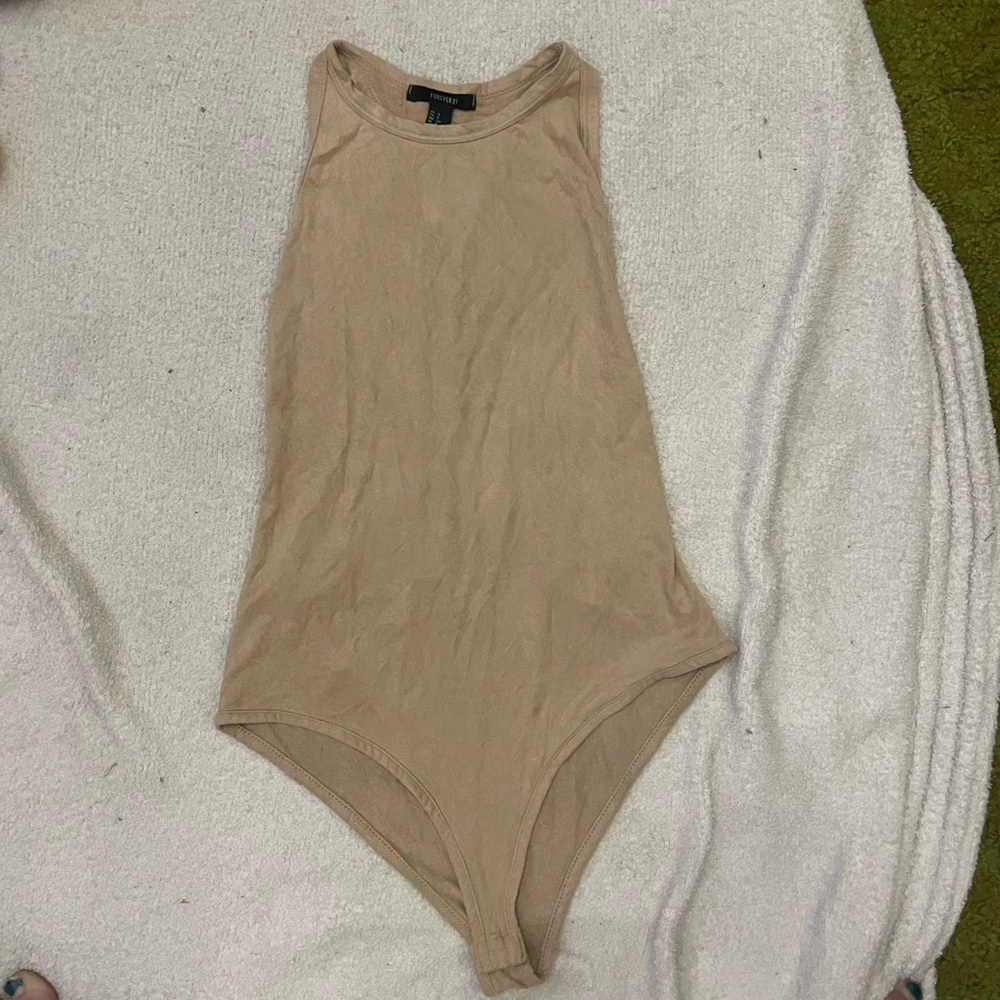 Forever 21 suede tan bodysuit size medium
